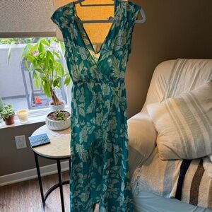 Mango Floral Dress (Blue/green) (Small)
